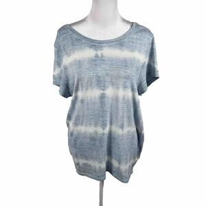 Market & Spruce Stitch Fix Blue White Short Sleeve Blouse Top Medium Casual